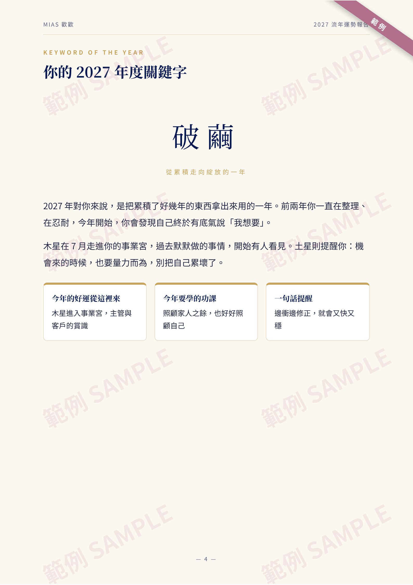 你的 2027 年度關鍵字（範例）